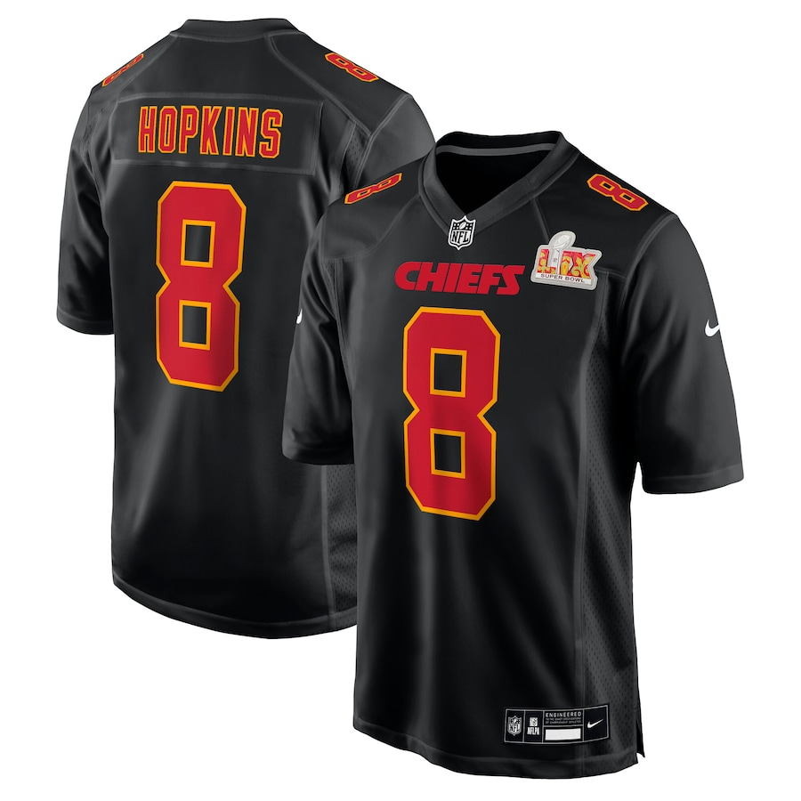 Men's Kansas City Chiefs DeAndre Hopkins Carbon Black Super Bowl LIX Fashion Game Jersey