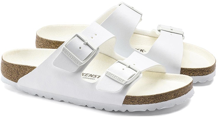 Birkenstock Arizona 1019046 Birko-Flor Narrow Fit White Fashion Slippers