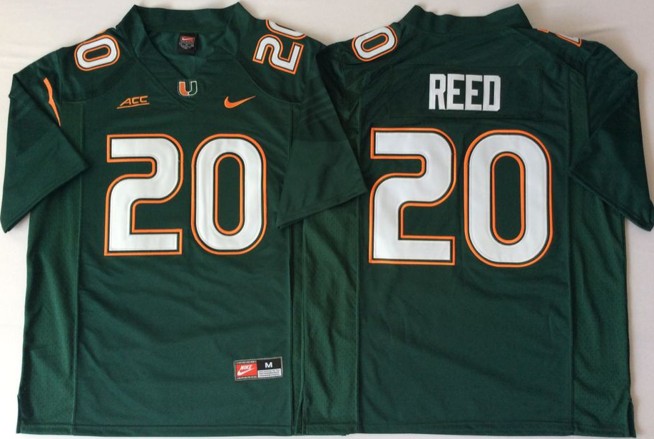 Men's Miami Hurricanes Ed Reed Green Team Football game Jersey