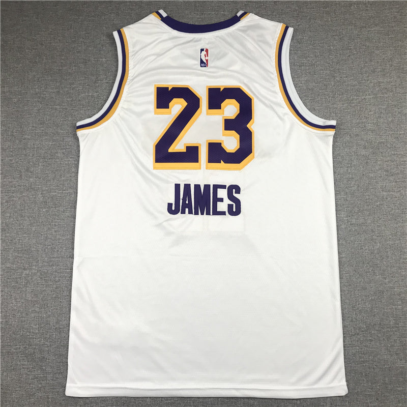 Men's Los Angeles Lakers LeBron James NBA White Swingman Player Jersey