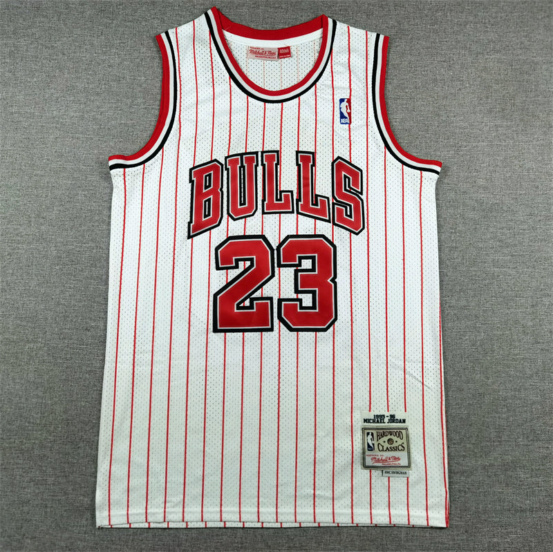 Men's Chicago Bulls Michael Jordan White 1995-96 Hardwood Classics Authentic Jersey