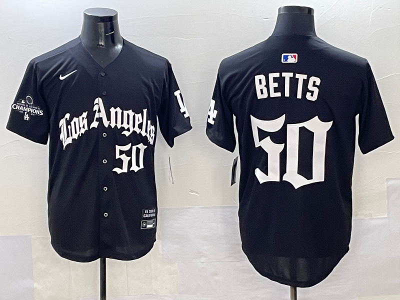Men's Los Angeles Dodgers Mookie Betts Black Player Game Jersey