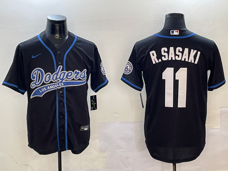 Men's Los Angeles Dodgers Roki Sasaki Black Team Player Jersey