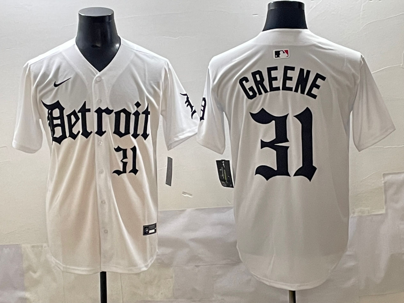 Men's Detroit Tigers Riley Greene White Player Game Jersey