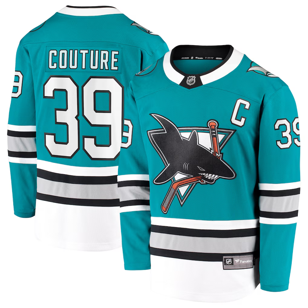 Men's San Jose Sharks Logan Couture Teal Fanatics Breakaway Jersey