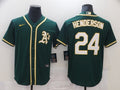 Men's Oakland Athletics Rickey Henderson Green Replica Baseball Jersey