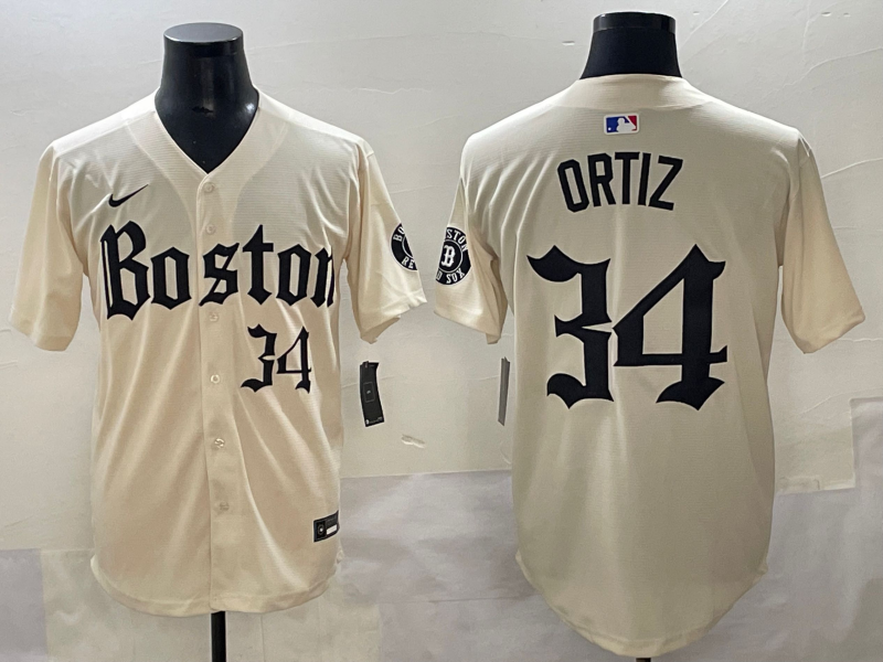 Men's Boston Red Sox David Ortiz Cream Replica Player Jersey