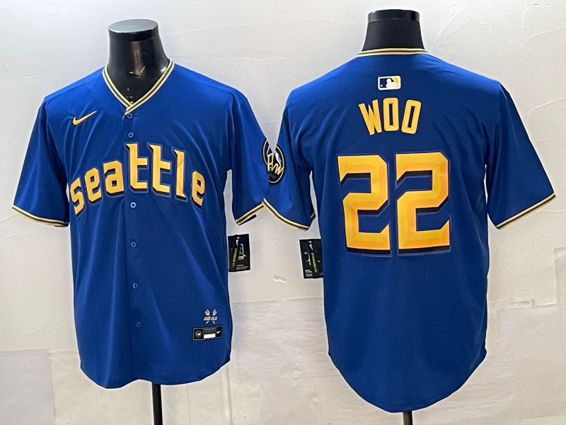 Men's Seattle Mariners Bryan Woo Royal City Connect Replica Jersey
