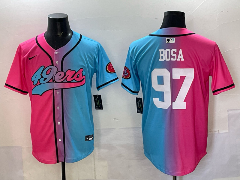 Men's San Francisco 49ers Nick Bosa Pink/Blue Game Jersey