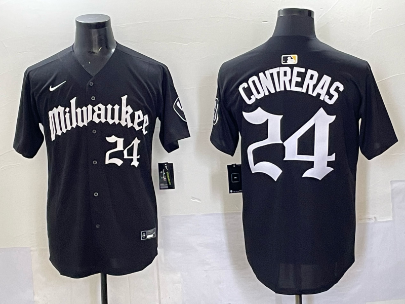 Men's Milwaukee Brewers William Contreras Black Replica Player Jersey