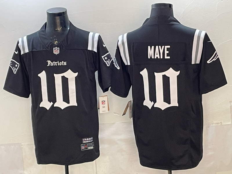 Men's New England Patriots Drake Maye Black Player Game Jersey