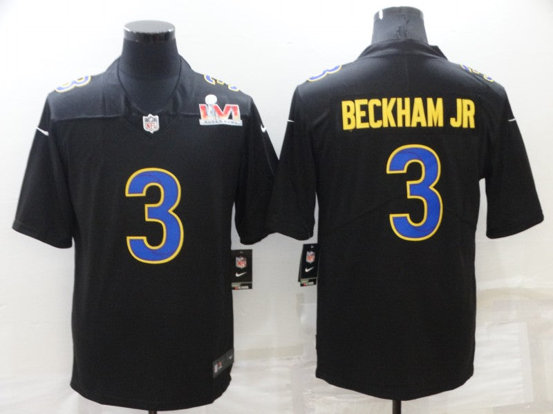Men's Los Angeles Rams Odell Beckham Jr. Black Super Bowl LVI Game Fashion Jersey