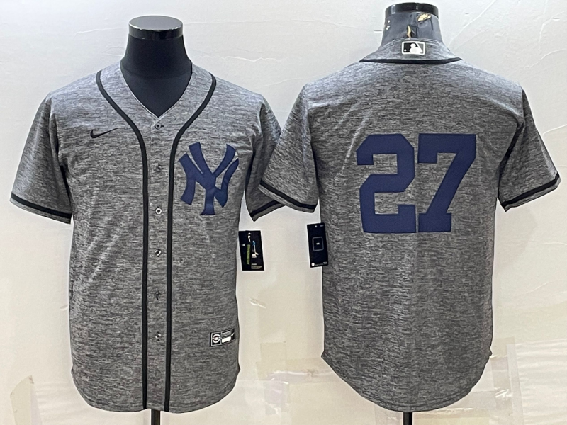 Men's New York Yankees Giancarlo Stanton Gray Replica Game Name Jersey