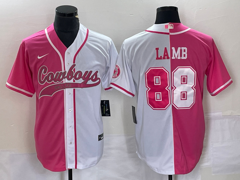 Men's Dallas Cowboys CeeDee Lamb Pink/White Game Jersey Joint Edition