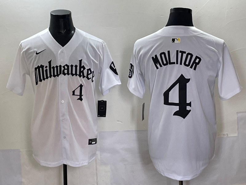 Men's Milwaukee Brewers Paul Molitor White Replica Team Jersey