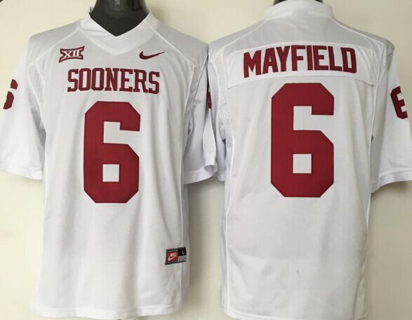 Men's Oklahoma Sooners Baker Mayfield White Player Jersey