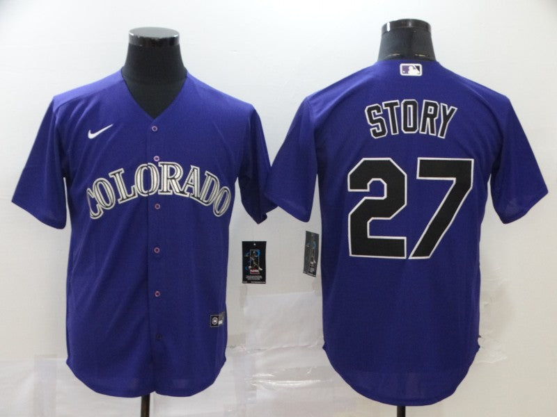 Men's Colorado Rockies Trevor Story Purple Replica Baseball Jersey