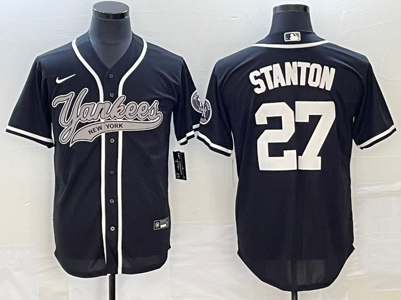 Men's New York Yankees Giancarlo Stanton Black Player Jersey Joint Edition