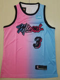 Men's Miami Heat Dwyane Wade Pink/Blue Swingman Player Jersey