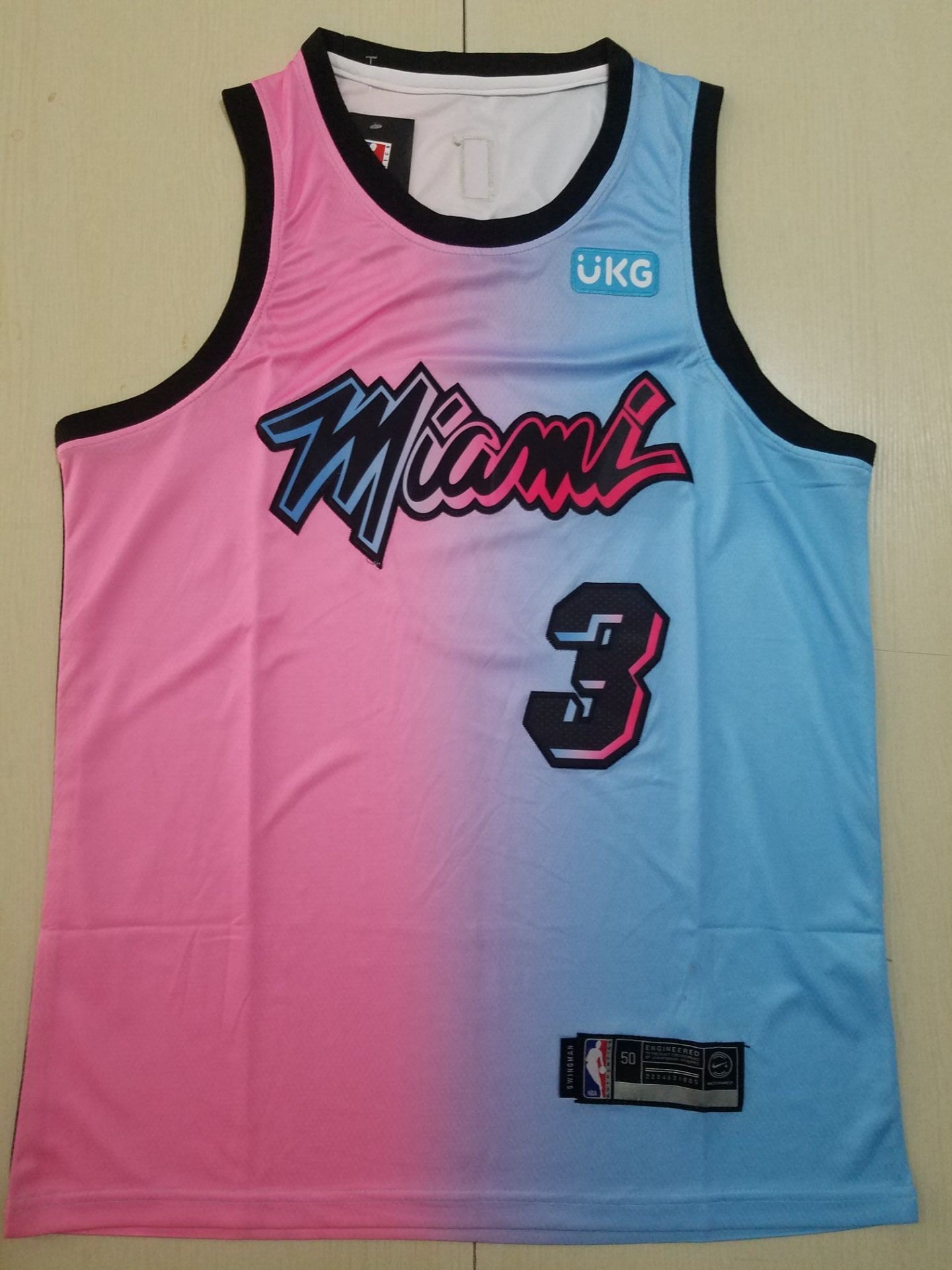 Men's Miami Heat Dwyane Wade Pink/Blue Swingman Player Jersey
