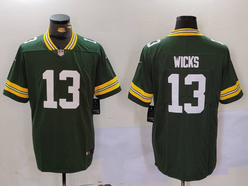 Men's Green Bay Packers Dontayvion Wicks Green Game Jersey