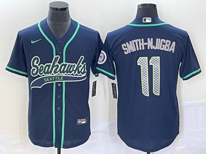 Men's Seattle Seahawks Jaxon Smith-Njigba Navy Game Jersey Joint Edition