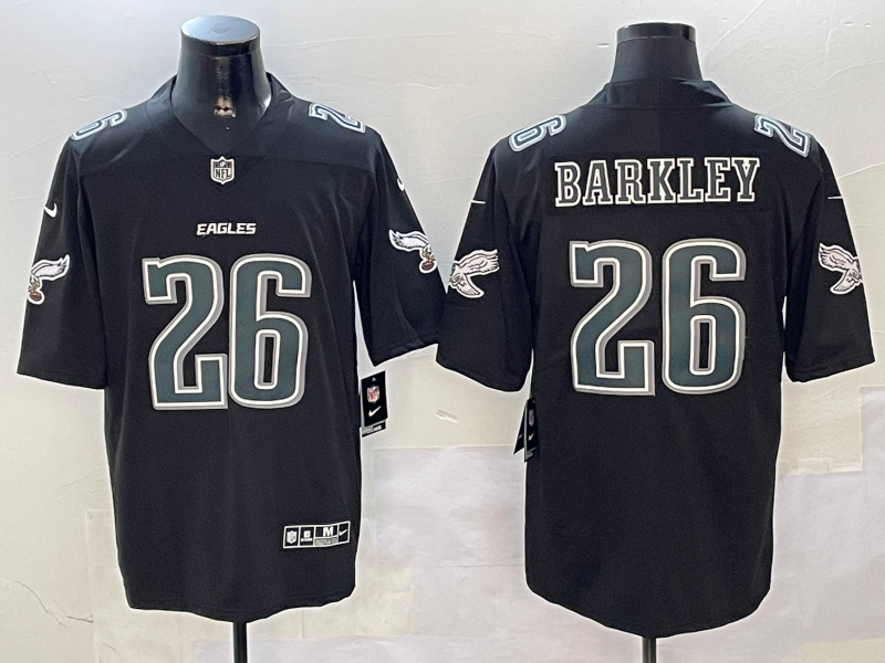 Men's Philadelphia Eagles Saquon Barkley Carbon Black Fashion Game Jersey