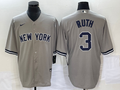 Men's New York Yankees Babe Ruth Gray Replica Player Jersey