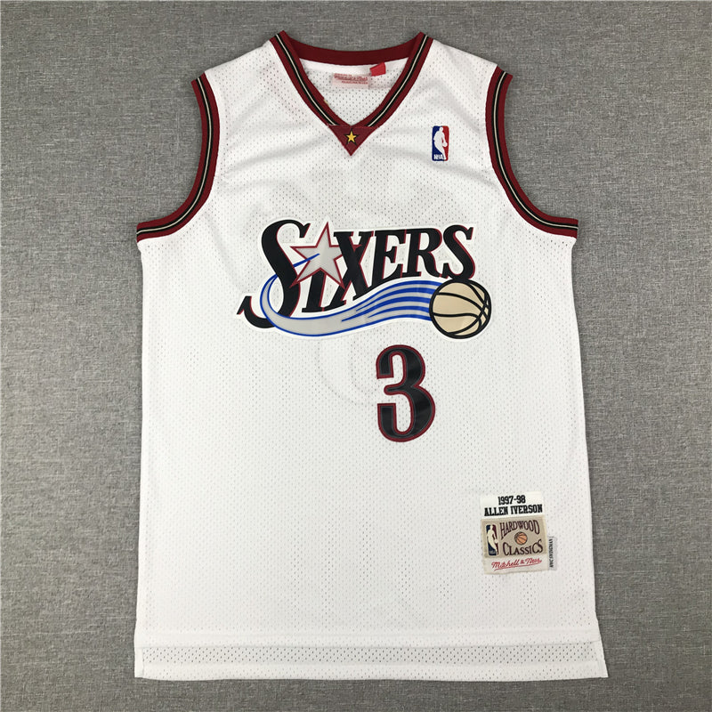 Men's Philadelphia 76ers Allen Iverson White Swingman Jersey