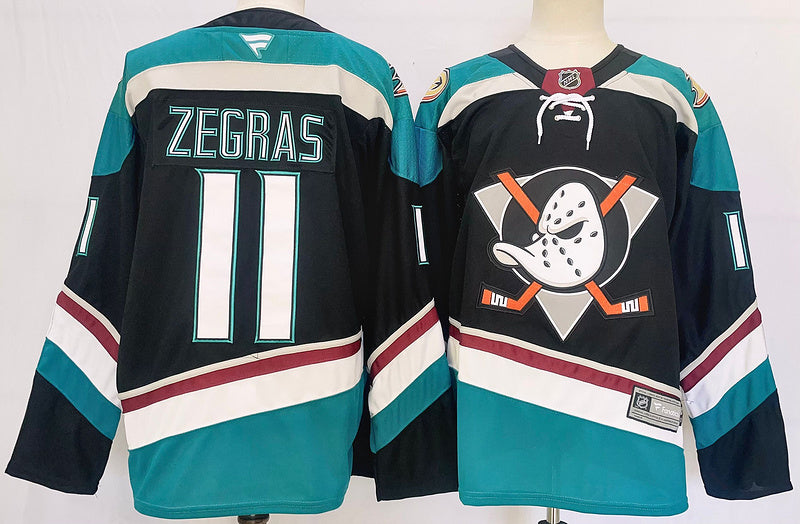 Men's Anaheim Ducks Trevor Zegras Black Game jersey