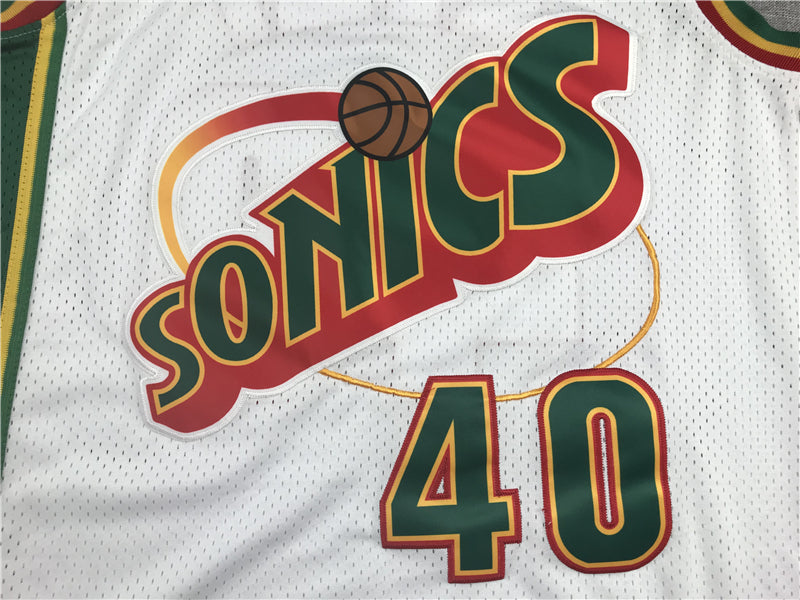 Men's Seattle Supersonics Shawn Kemp White Throwback Swingman Jersey