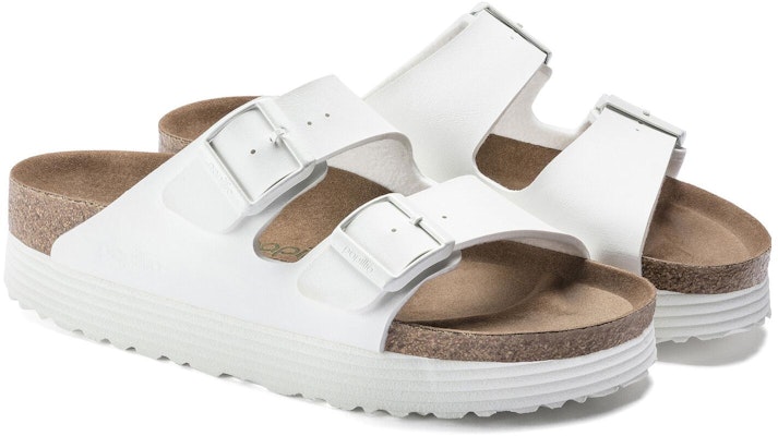 Birkenstock Arizona 1018581 Platform Vegan Birko-Flor Narrow Fit White Sandals