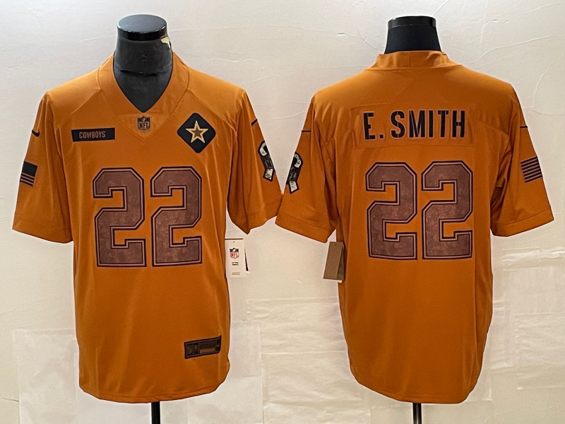 Men's Dallas Cowboys Emmitt Smith Brown 2023 Salute To Service Retired Player Limited Jersey