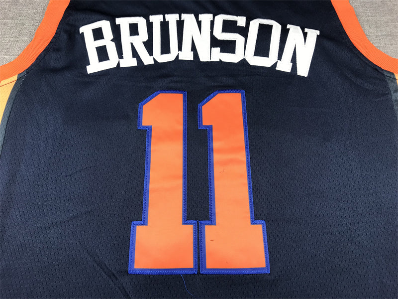 Men's New York Knicks Jalen Brunson Navy Swingman Jersey - Statement Edition