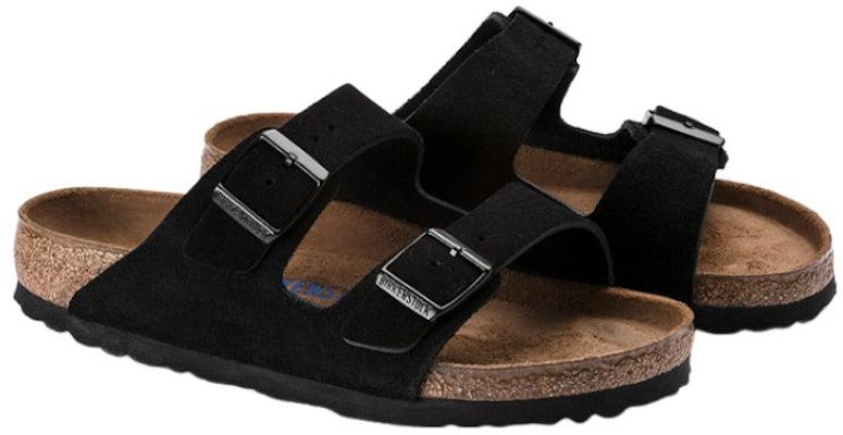 Birkenstock Arizona Soft Footbed Suede Leather 0951323 Narrow Fit Black Sandals