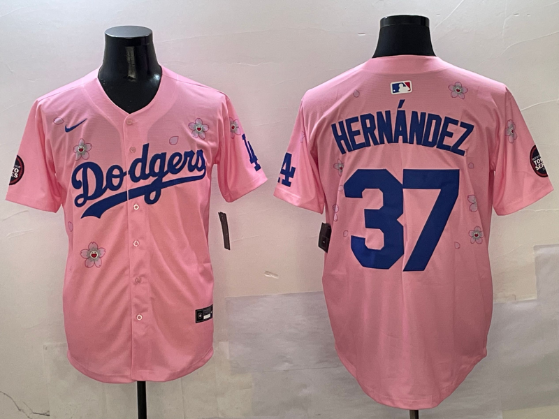 Men's Los Angeles Dodgers Teoscar Hernandez Pink Player Game Jersey