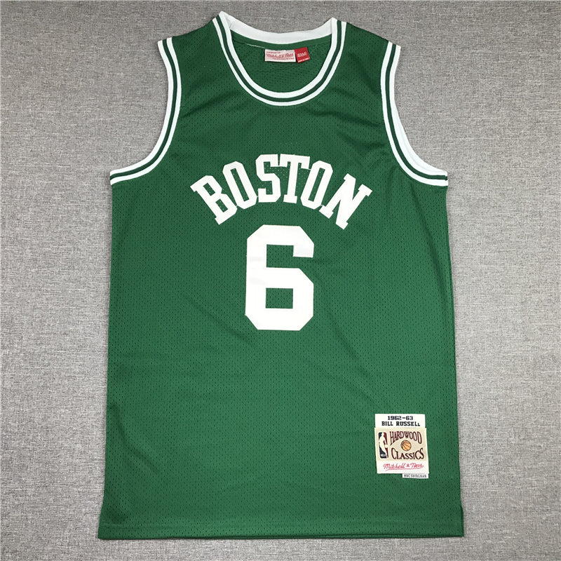Men's Boston Celtics Bill Russell Kelly Green Hardwood Classics Authentic Jersey