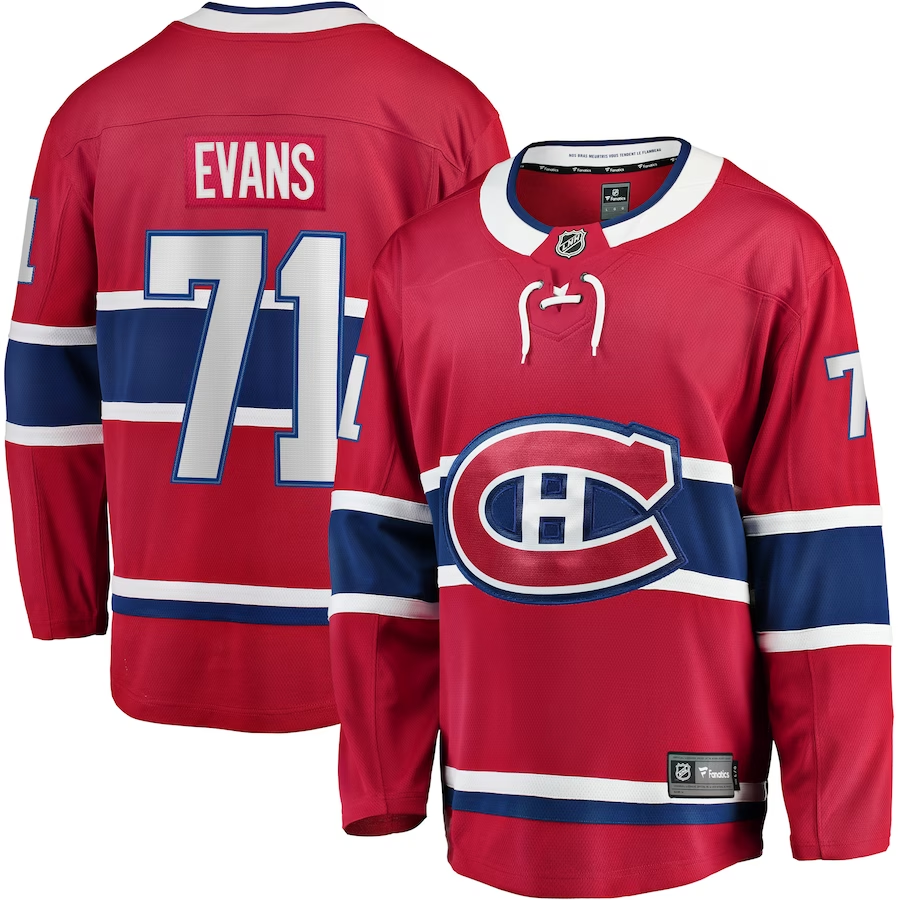 Men's Montreal Canadiens Jake Evans Red Player Game Jersey