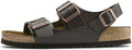 Birkenstock Milano Natural Leather 0034103 Narrow Fit Dark Brown Beach Sandals