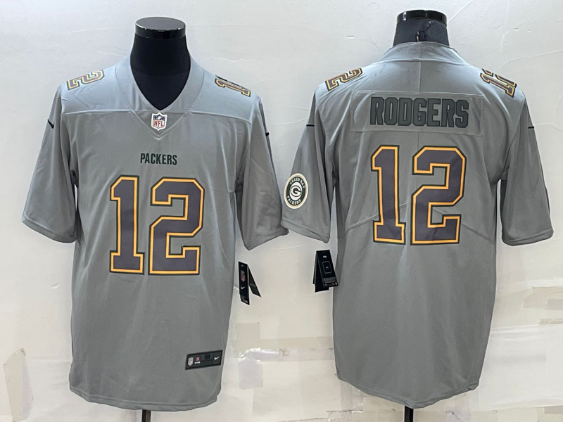 Men's Green Bay Packers Aaron Rodgers Gray Atmosphere Fashion Game Jersey