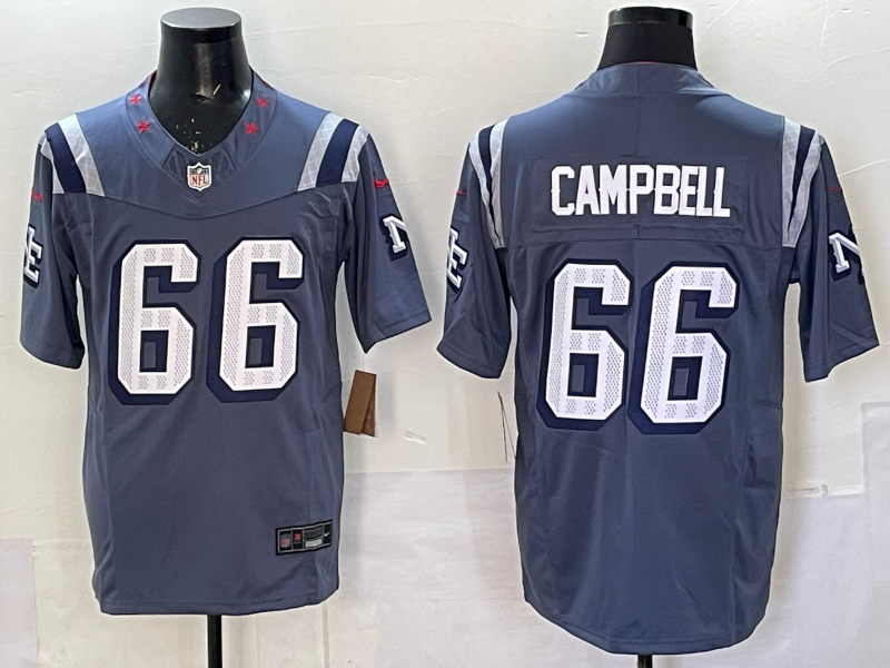 Men's New England Patriots Will Campbell Storm Blue 2025 Rivalries Collection Limited Jersey