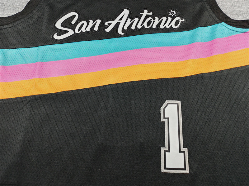 Men's San Antonio Spurs Victor Wembanyama Black 2025/26 Swingman Jersey - City Edition