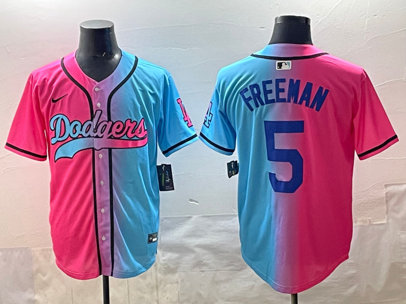 Men's Los Angeles Dodgers Freddie Freeman Pink/Blue Player Jersey