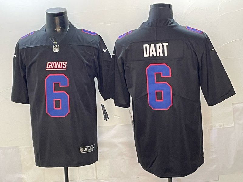 Men's New York Giants Jaxson Dart Carbon Black Fashion Game Jersey