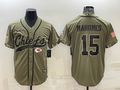 Men's Kansas City Chiefs Patrick Mahomes Olive 2022 Salute To Service Limited Jersey Joint Edition