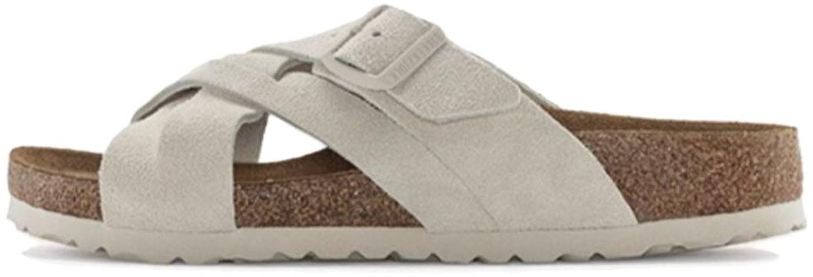 Birkenstock Lugano 1024560 Soft Footbed Suede Narrow Fit Khaki Sandals