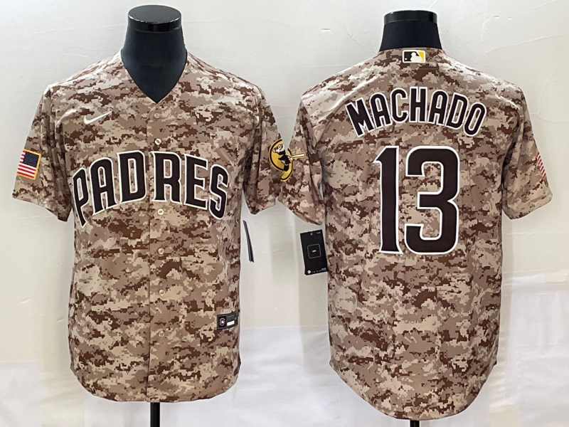 Men's San Diego Padres Manny Machado Camo USMC Alternate Replica Player Jersey