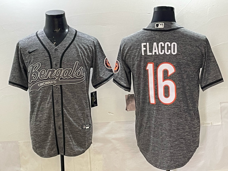 Men's Cincinnati Bengals Joe Flacco Gray Team Game Jersey