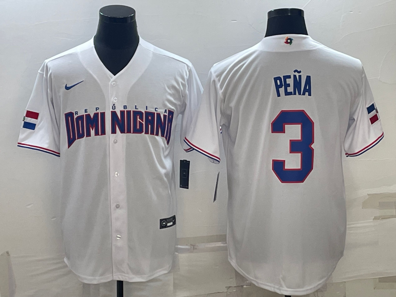 Men's 2023 World Baseball Classic Jeremy Pena Dominican Republic White Jersey