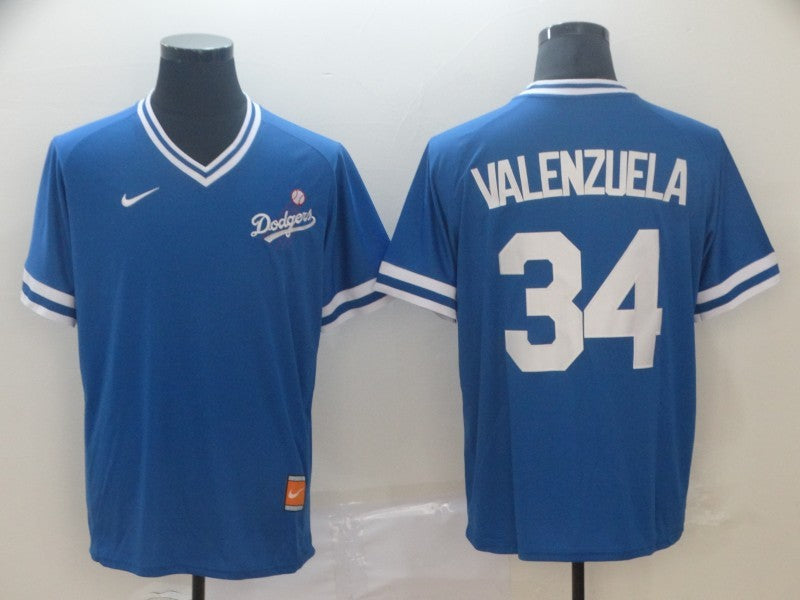 Men's Los Angeles Dodgers Fernando Valenzuela Blue Game Player Jersey